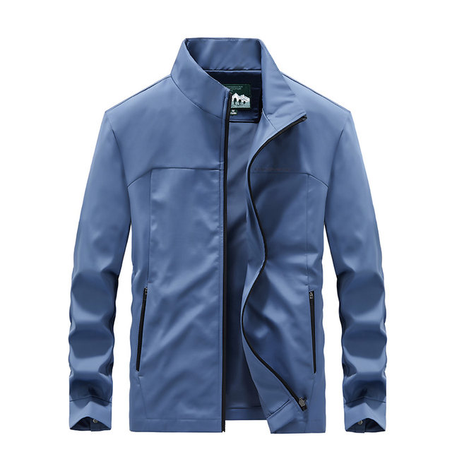 Spring and Autumn Stand Collar Jacket Men's Solid Collar Loose Large Size Windproof Top ຫນຸ່ມແລະໄວກາງຄົນທຸລະກິດ Casual Short Jacket trendy