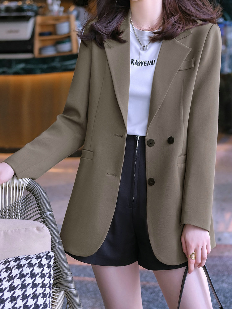 Green suit jacket female 2022 new autumn temperament ladies high sense goddess Fan fried street small casual