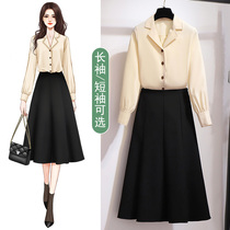 Summer temperament suit women light familiar commuting fashion OL style professional goddess Fan Shirt skirt interview two-piece set