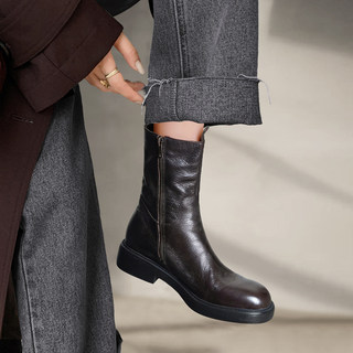 Highly Recommended! Super Soft Sole Calfskin Leather Martin Boots for Women, British Style, Size 40, Vintage Genuine Leather Mid-Heel Chelsea Short Boots