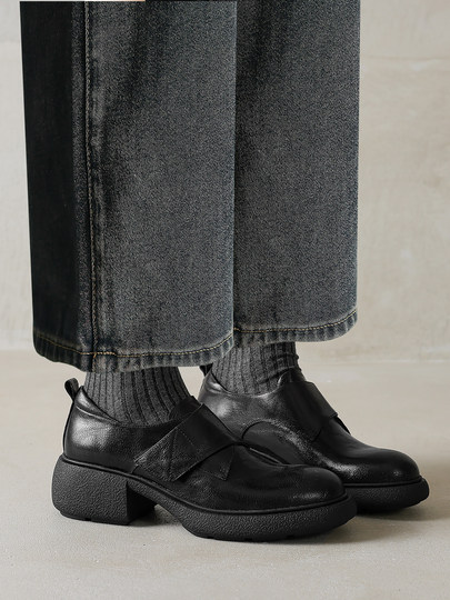 Original High-End Version, Extremely Comfortable soft sole Ultra-Soft Sheepskin Retro Chunky Heel Loafers for Women, Thick-Soled Round-Toe Shoes