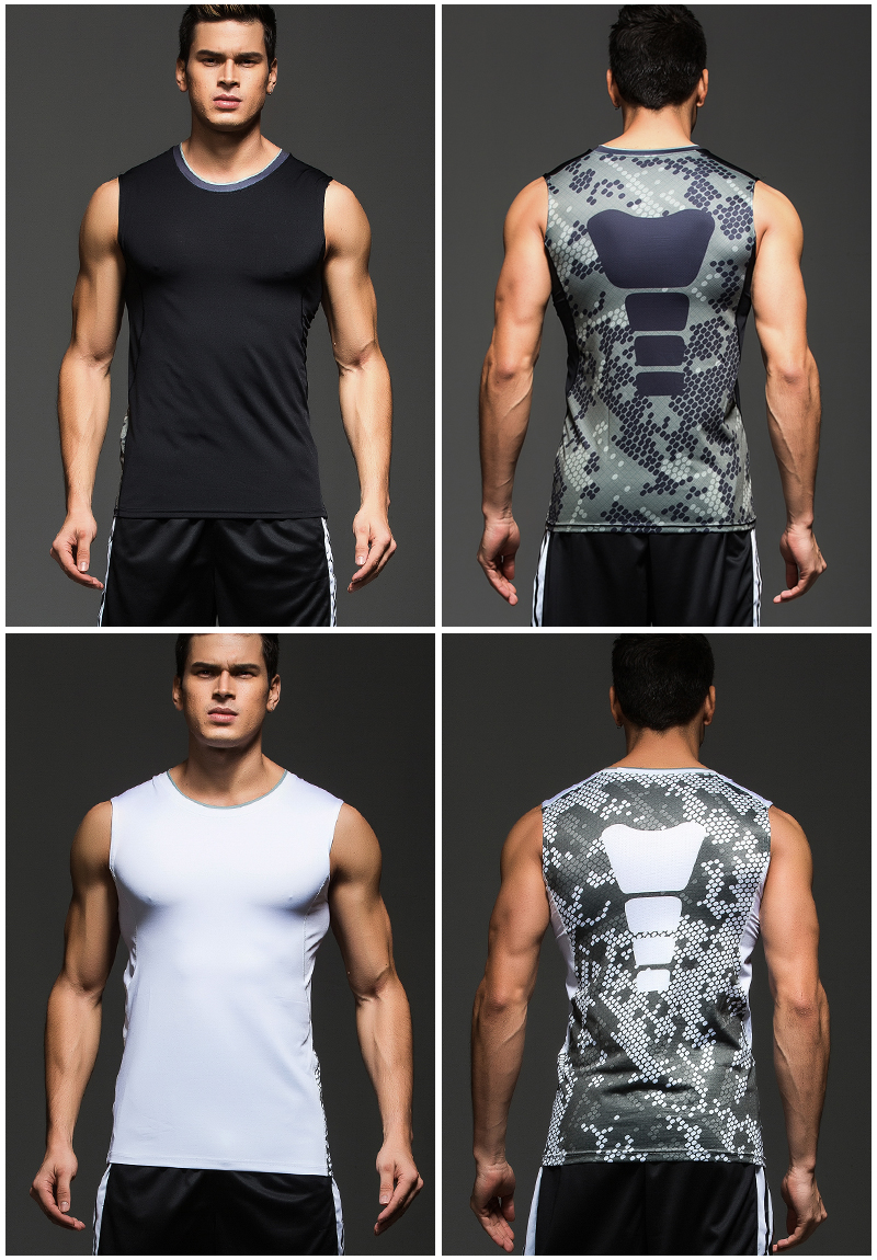 Ngụy trang mẫu rắn bóng rổ bó sát vest pro đội thể thao đào tạo áo thun chạm đáy áo ấm tay - Áo phông thể thao áo tanktop
