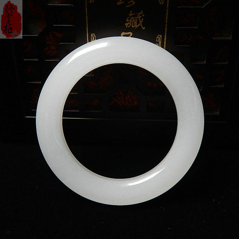 Natural Xinjiang white jade ring jade pendant Chinese clothing accessories home decoration jade pendant jade car hanging white jade ring