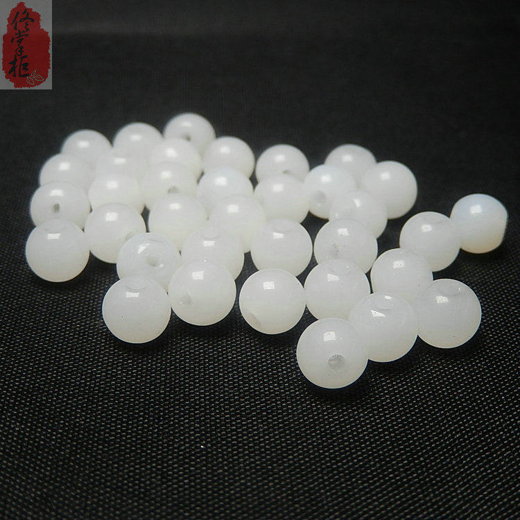 Handmade DIY Loose Beads Glass Beads 6-10mm White Glass Jade Beads Accessories with Beads
