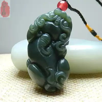 Pixiu pendant Male natural Xinjiang Hetian Jade Jadeite lucky leather Xiu jade pendant Men's and women's jade pendant Jade pendant
