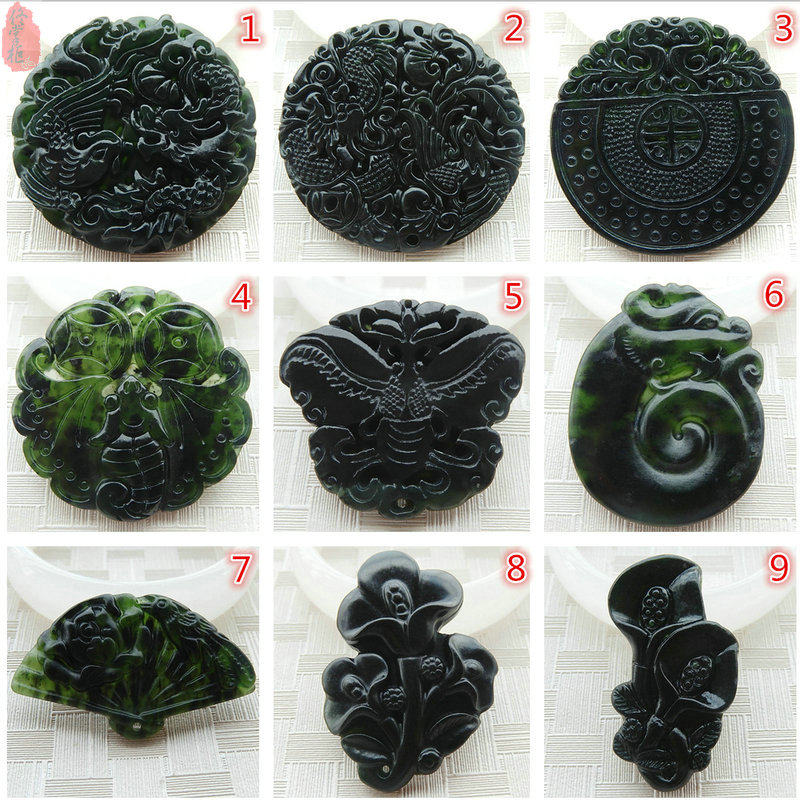 Natural ink green jade black green jade multi-style pendant jade pendant jade pendant jade pendant jade pendant jade pendant jade