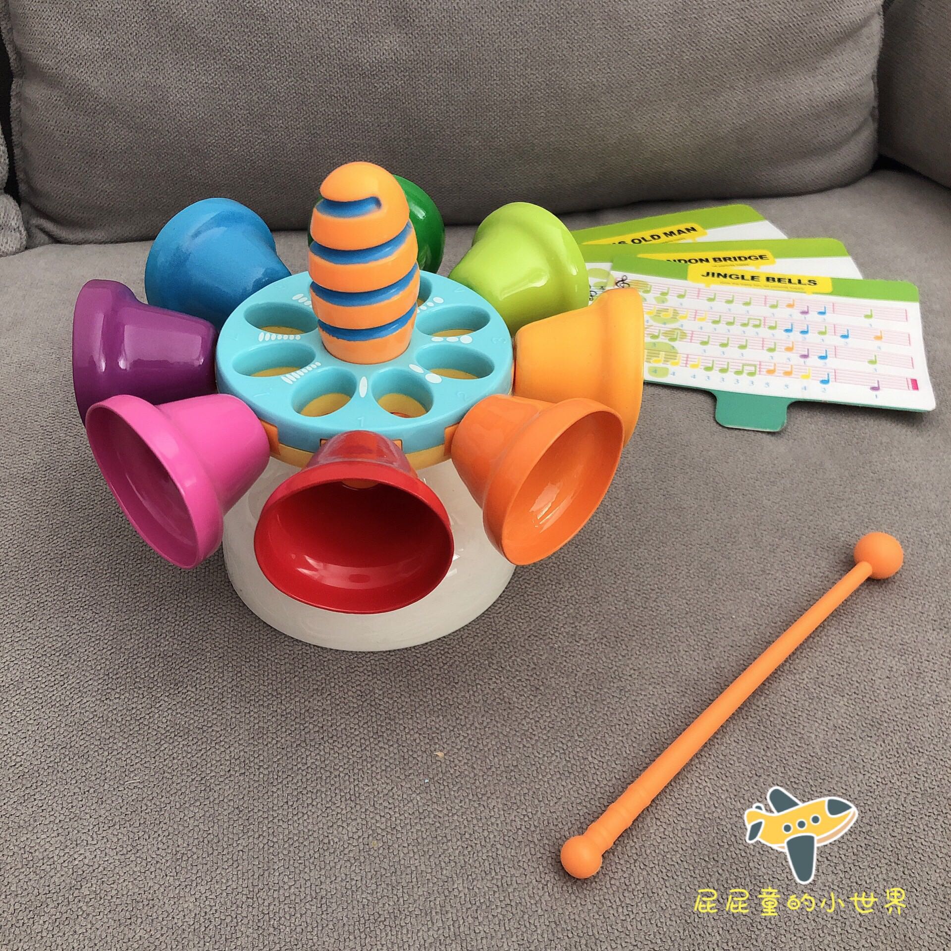 Rainbow color rotation of the piano metal bell color bell shape tapping instrument with music spectral texture is good