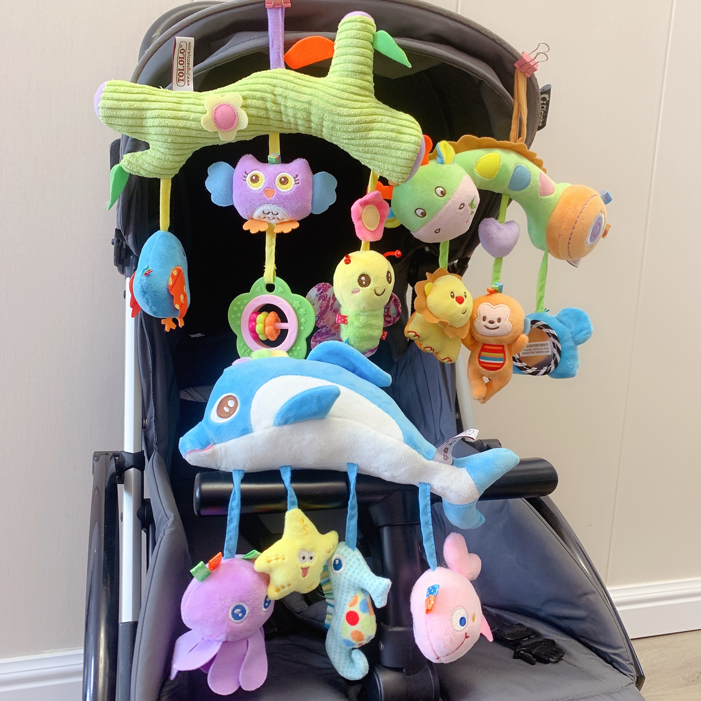 tololo newborn stroller pendant animal bedside music bell appeasement baby rocking bell crib hanging plush puzzle toy