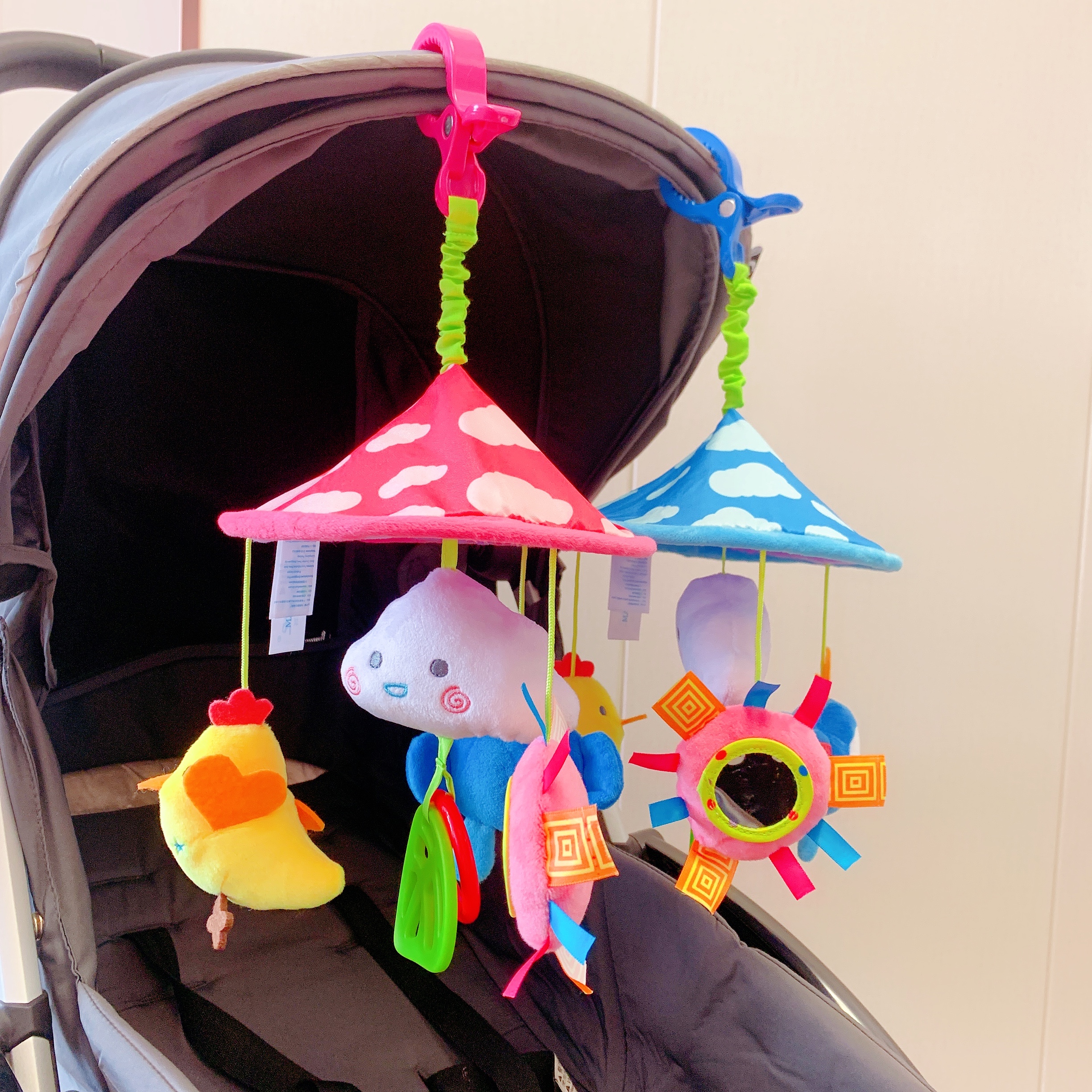 Wind Bell 0-6-12 Moon Clouds Hanging Umbrella Pendant Bedside Music Bell Baby Stroller Pendant Pendant plush Baby Entrance