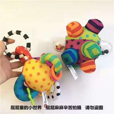 Original single baby hand grip ball rattle cloth ball multifunctional touch ball car pendant washable color bright Bell Ball