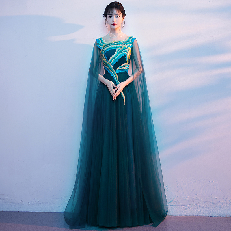 Large Choir Performance Dress, Women's Long Dress, Solo Performance, Host, High-End Recital Stage Conductor Dress, Adult Guzheng