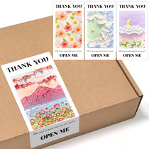 sticker oil painting small fresh thank you sticker gift box seal sticker rectangular gift seal sticker self-adhesive label