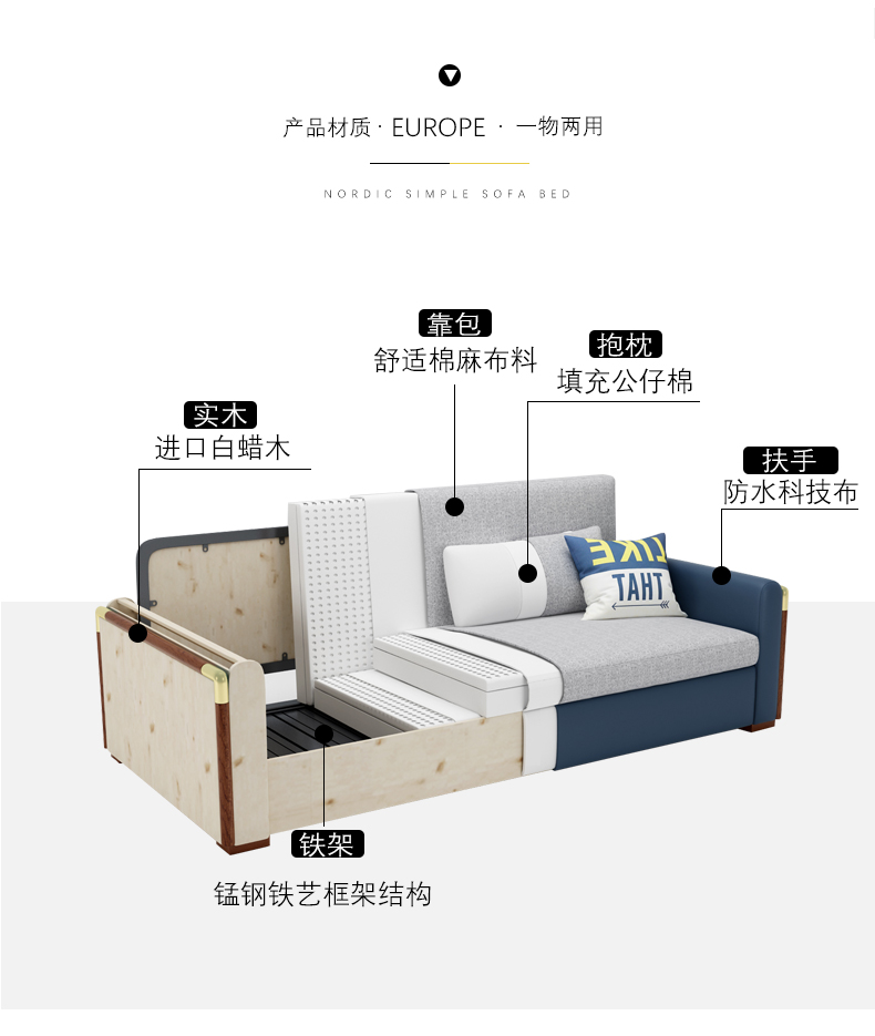 Dual-sử dụng gỗ đa chức năng gấp ghế sofa ngân sách phòng ngủ sinh hoạt có thể gập lại căn hộ nhỏ tiết kiệm không gian giường đôi - Ghế sô pha sofa
