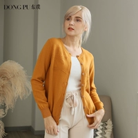 Dongpu 2018 thu đông mới của phụ nữ thắt nơ hoa lỏng áo len cashmere nguyên chất cho phụ nữ đan áo len cổ tròn bên ngoài - Áo len thời trang u40