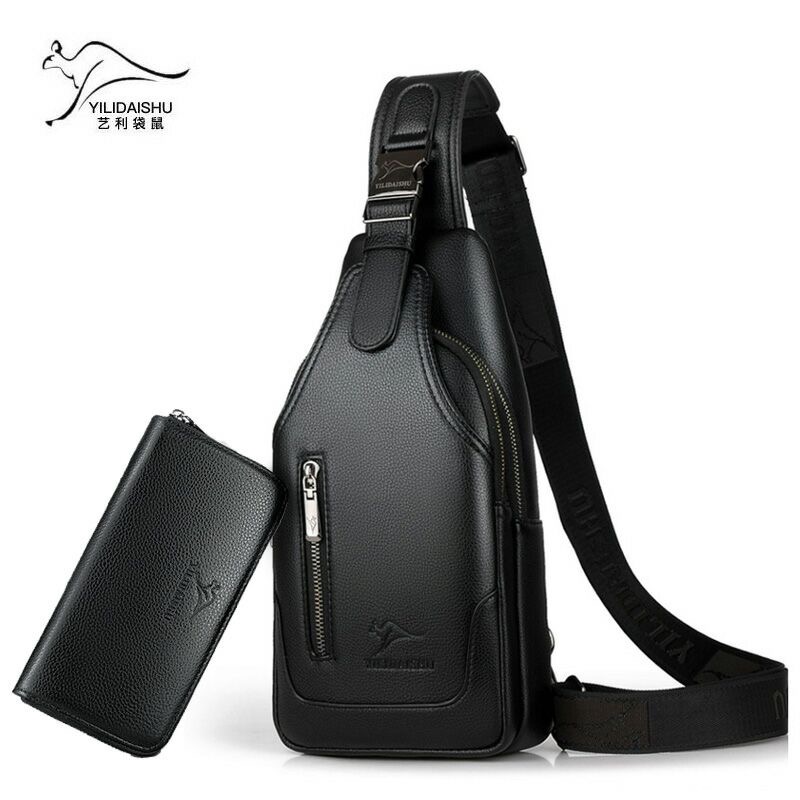 Yili Kangaroo Chest Bag Men Leather Single Shoulder Slippet Layer Capacity Capacity