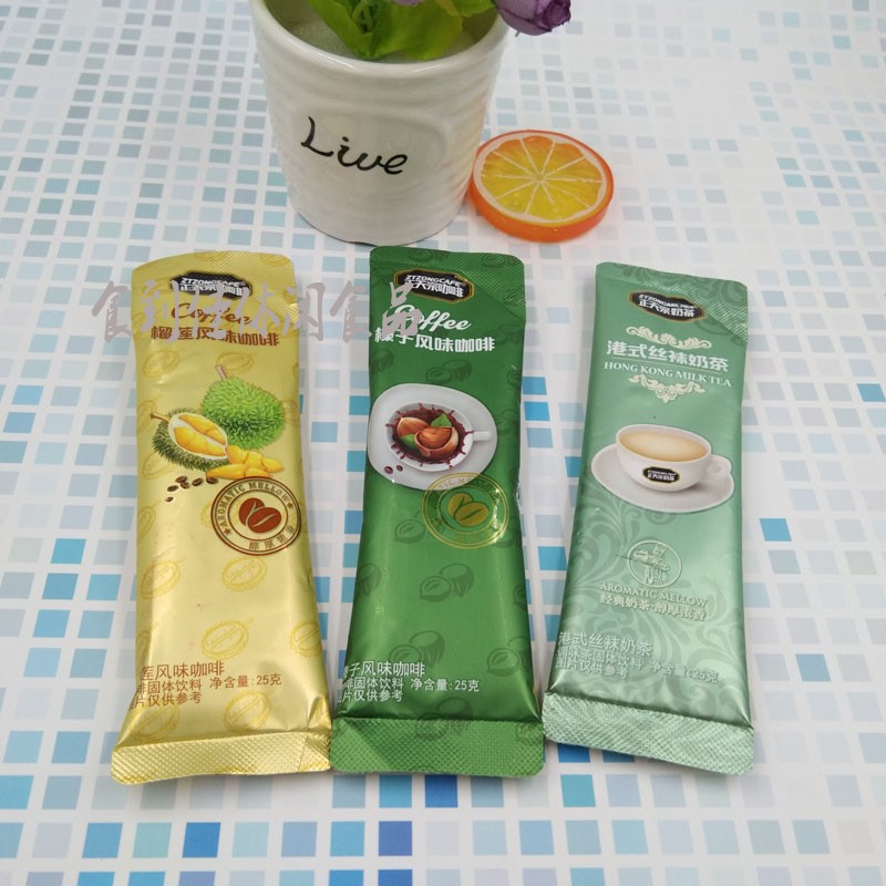 Authentic Tianzong Coffee Hazelnut Durian Flavor Harbor Style Silk Socks Milk Tea Bagged Instant Coffee Flush Drink 25g full