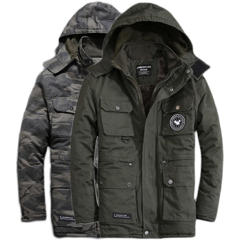 Knife and work clothes in winter plug men's cotton garment green outdoor warm cotton coat long-dune cotton cotton