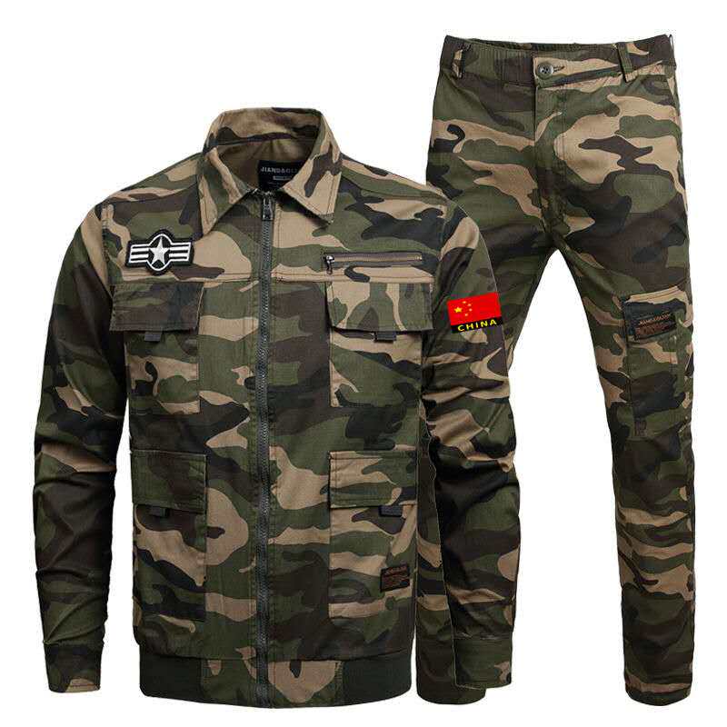 Sharp knife with pure cotton stretch outdoor camouflage suit tooling labor insurance clothing multi-pocket men's summer thin overalls