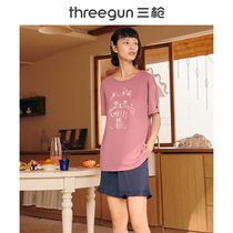 Three Guns Home Clothes Set Women Cotton Comfortable Short Sleeve Shorts 2021 Spring Summer New Cotton Ladies Casual Pajamas
