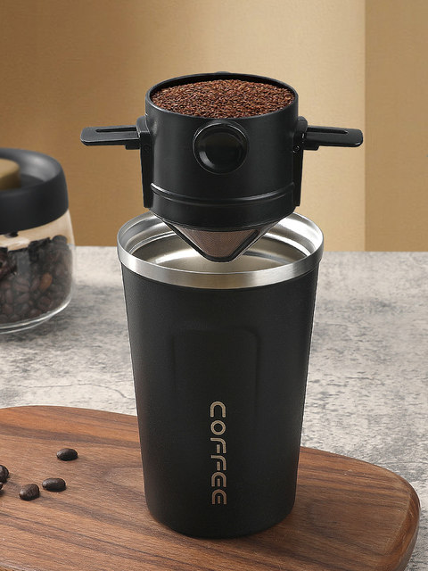 Mongdio Hand-Brewed Coffee Filter Cup Stainless Steel Coffee Filter Portable Foldable Hanging Ear Filter Set