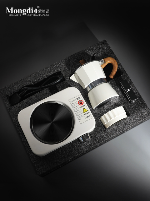 Mongdio Moka Pot Set Concentrated Extraction Hand Grinder Coffee Maker Italian Coffee Pot Gift Box New Year Gift