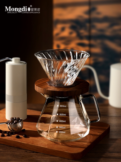 Mongdio Pour-Over Coffee Maker Set V60 Glass Filter Cup Pour-Over Funnel Coffee Maker Camping Equipment
