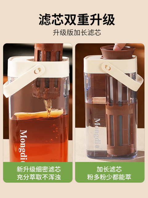 Mongdio Cold Brew Coffee Pot Large Capacity Coffee Cold Brew Pot Cold Brew Bottle Iced Brew Filter Pot Fruit Tea Cold Brew Pot