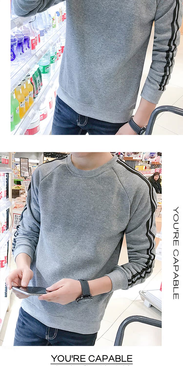 Áo len cao cổ mùa thu cho nam giới Hàn Quốc Slim Thanh niên Bóng chày Mặc Xu hướng Áo thun nam sọc áo jacket nam