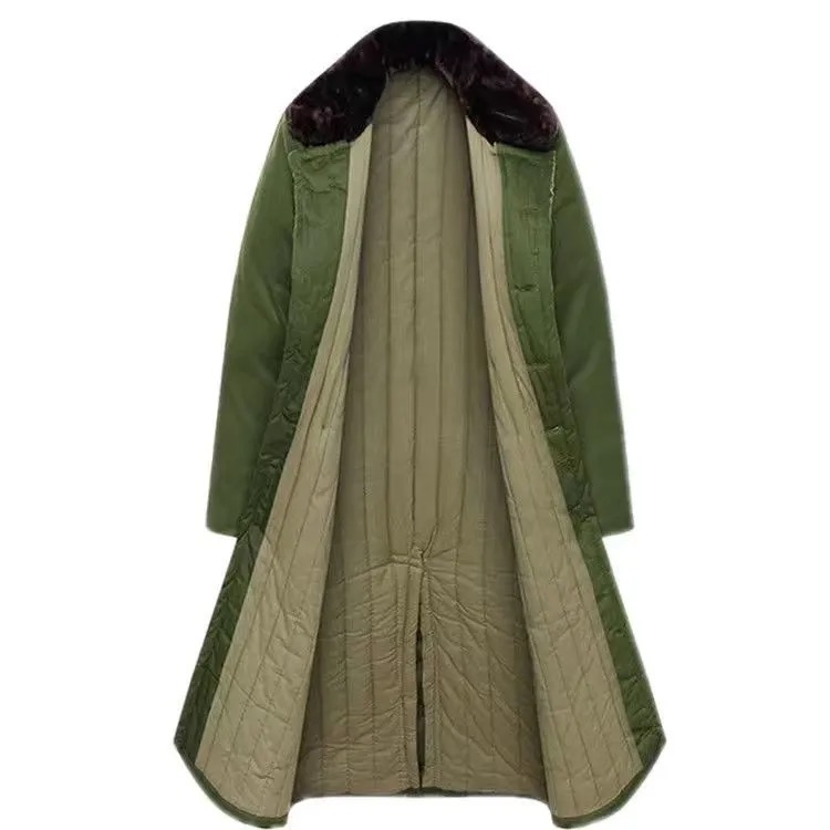 Cotton coat men thickened long-edition security cotton clothing refrigeration storage work clothing Northeast Army Green Large Cotton Cotton