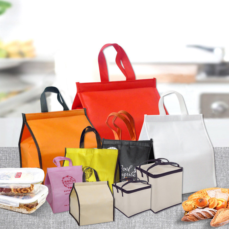 Unwoven Fabric Cake Insulation handbag Custom Refreshing Bag White Aluminum Foil Heat Insulation Takeaway Packing Bag Spot