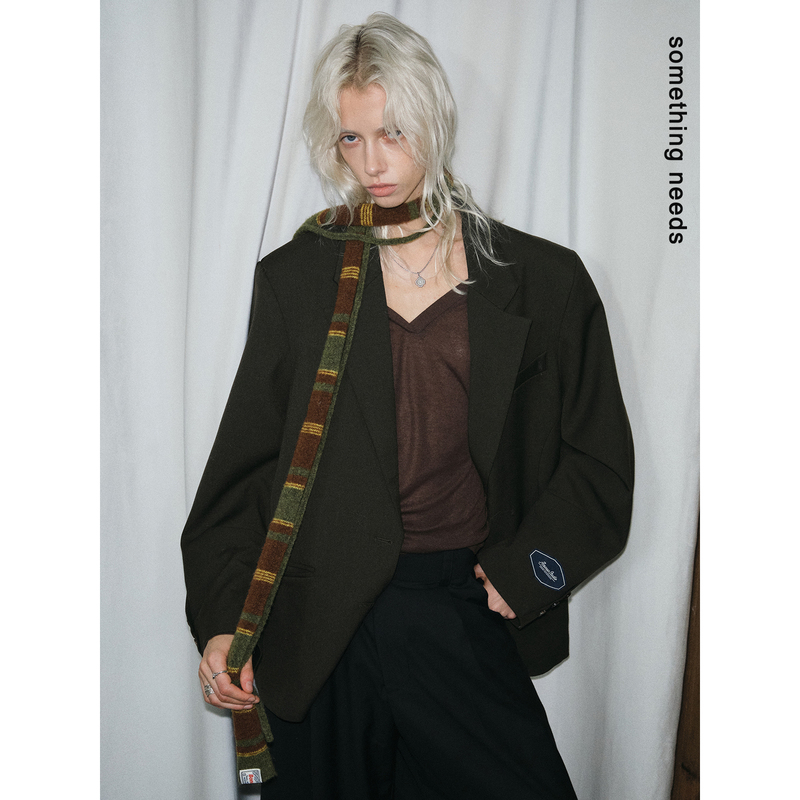 Zheng Baiwan Fashionable Striped Narrow Scarf 26 Autumn/Winter Unique Double-Color Thin Rope Neck Scarf Y2K Neckband for Women