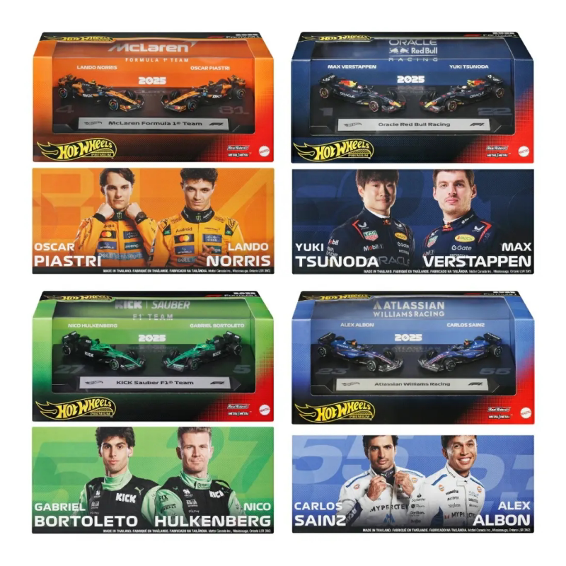 Hot Wheels Gold Label F1 Racing Car Culture Mclaren Mercedes Red Bull Haas Two Car Gift Box Set Finished Model