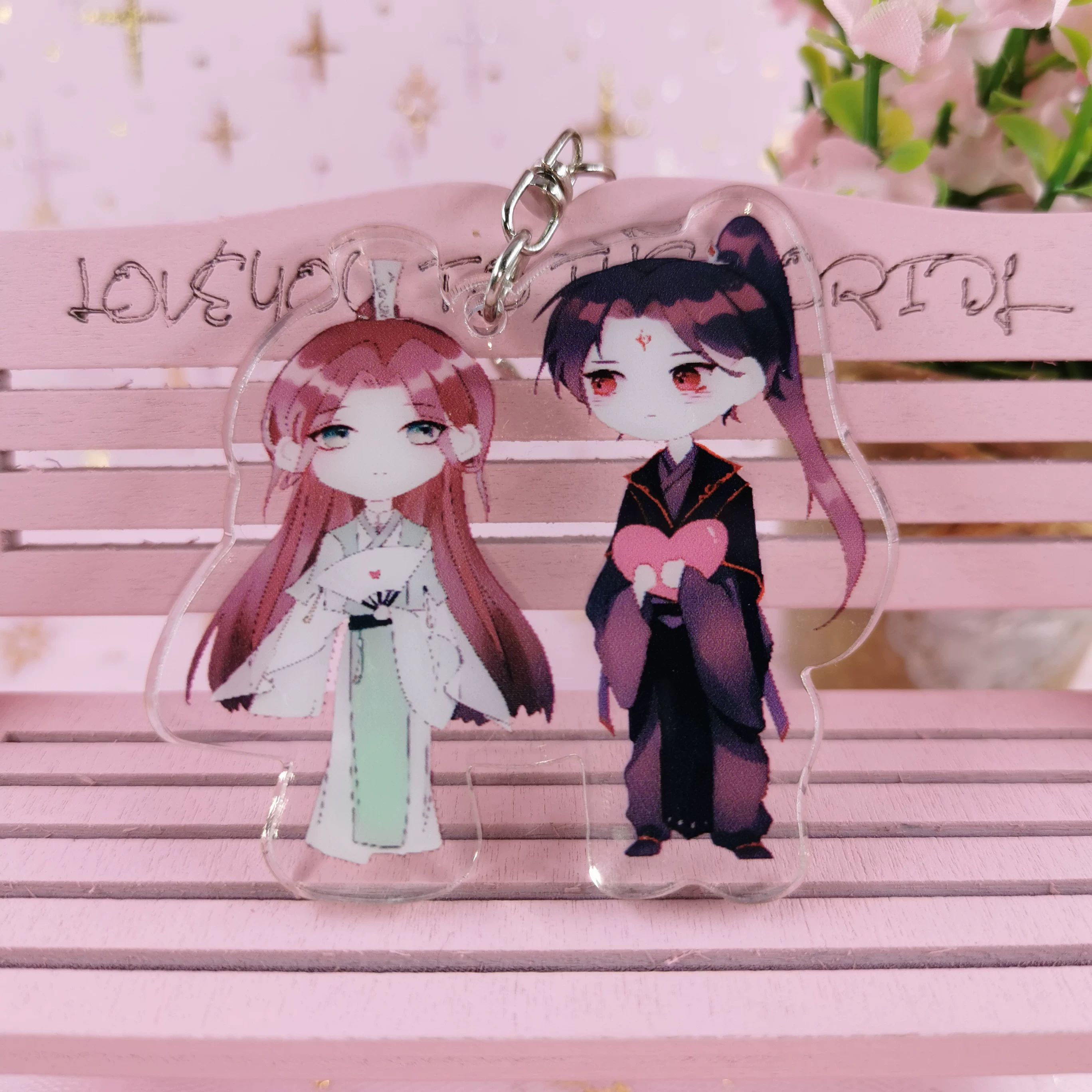 [ acrylic laser keychain of unpopular villain self-rescue system, Shen Qingqiu and Luo Binghe car backpack pendant]