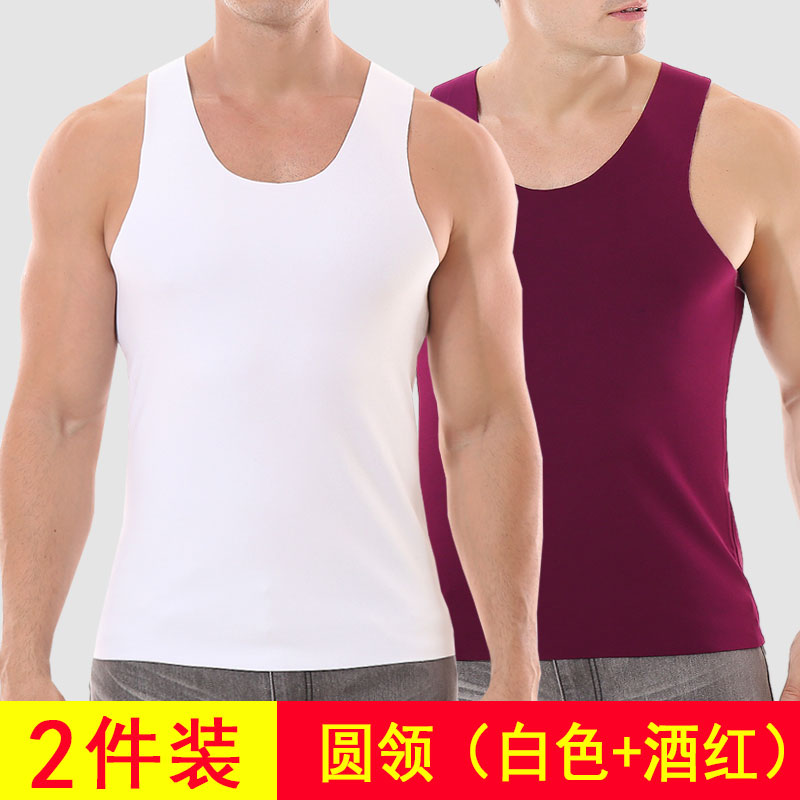 Không có dấu ấm vest nam mùa thu và mùa đông cộng với nhung cộng với tay dày bottomshirt mặc mặc đồ lót đàn ông tóc mặc cơ thể mòn.