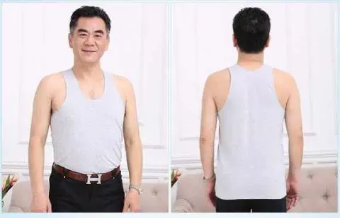 Mùa hè trung niên nam áo vest trắng cotton ông già áo thun dài tay cotton trung niên mặc áo ngực học sinh