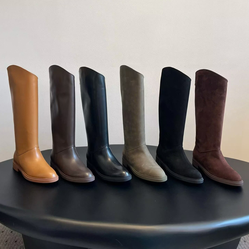 Slanted Knight Boots for Women, High Version, 2026 Autumn/Winter New Style, Vintage Cowhide, Round Toe, Thick Sole, Chunky Heel, High Fashion Long Boots Slanted Knight Boots for Women, High Version, 2026 Autumn/Winter New Style, Vintage Cowhide, Round Toe, Thick Sole, Chunky Heel, High Fashion Long Boots