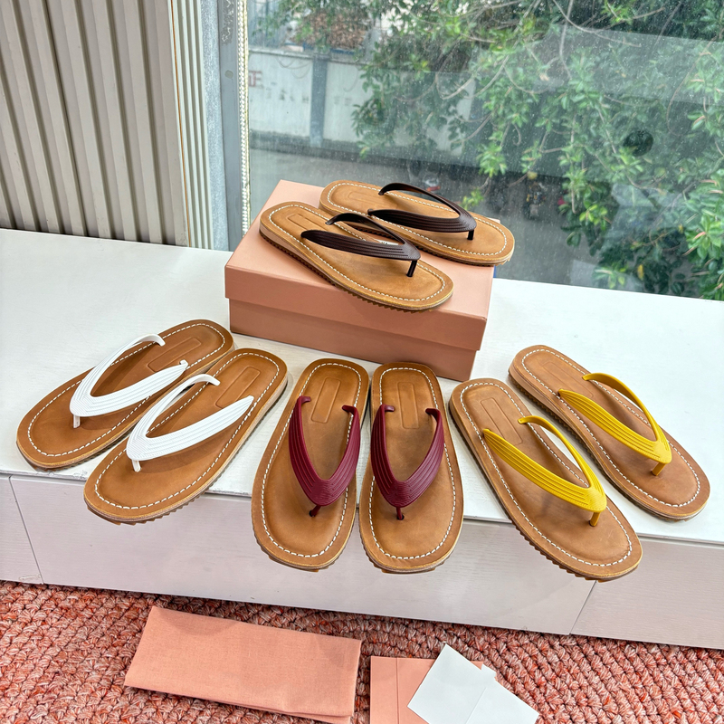 Women's Flip-Flops for Outdoor Wear, High Version, 2026 Summer New Style, Casual Sheepskin Flat Round-Toe Beach Thong Sandals, Trendy