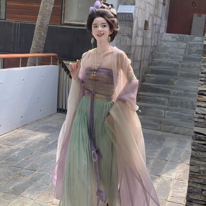 Adult Traditional Chinese Clothing for Women 2026 New Style Ancient Tang-Style Chest-Length Headdress Skirt Ethereal and Elegant Classical Dance Costume Set