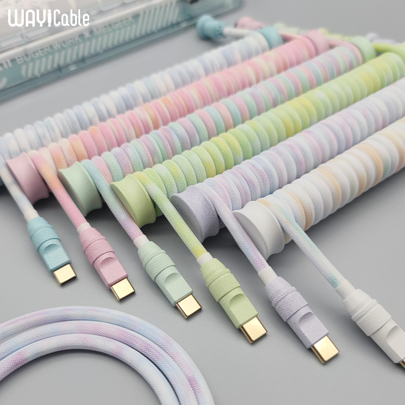Customized Mechanical Keyboard Cable, Colorful Spring Cable, Handmade Spiral Cable, Type-C Keyboard Cable, USB Data Cable
