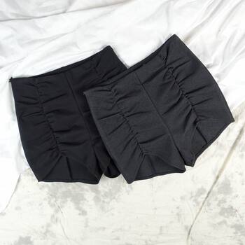 High-Waisted Pleated Slit Irregular Hip-Hugging Slim Sexy Stretchy Hot Pants Boot Shorts for Women to Wear Outside in Autumn and Winter