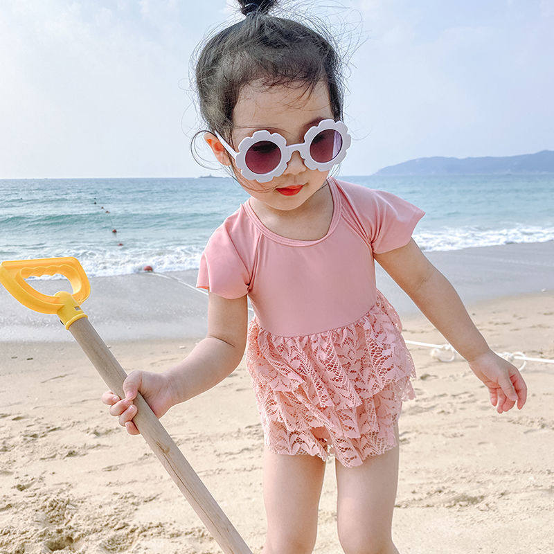 Children's swimsuit girls 2021 summer new Western style children's cute skirt swimsuit baby one-piece swimsuit