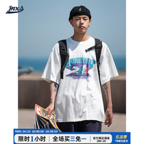 Mr. Jiangnans CityBoy Day Department Retro printed short sleeve T-shirt Male Summer Tide Cards Loose American Loose Half Sleeve