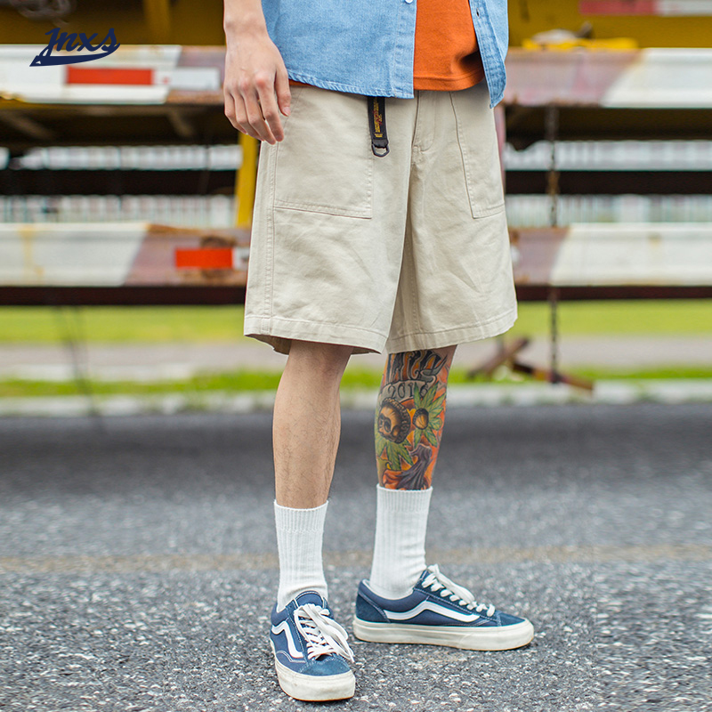 Mr. Jiangnan Summer New Pinoculars Three-dimensional Cut Day Series Belt Tooling Shorts Wave Men Straight Barrel Casual 50% Pants