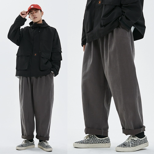 江南先生 Осенние японские цветные ретро трендовые штаны, свободный прямой крой, в корейском стиле