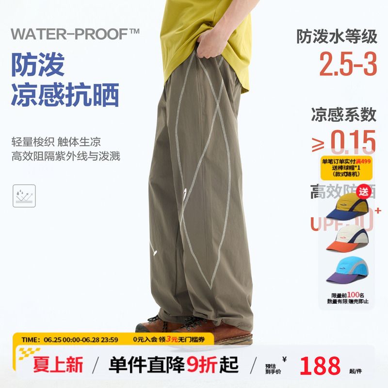 Mr. Jiangnan Newjnxs Cooling Sunscreen Hasselblad Line Color-Block Wide-Leg Pants Summer Water-Repellent Workwear Long Pants Unisex