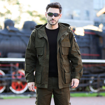 Autumn and winter outdoor military fans mens camouflage uniforms pure cotton wear-resistant windbreaker field training assault suit tooling tactics outside