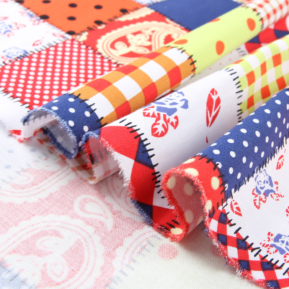 Gió nông thôn mới tự làm vải vải cotton nhiều màu khảm lưới in vải nửa cotton vải