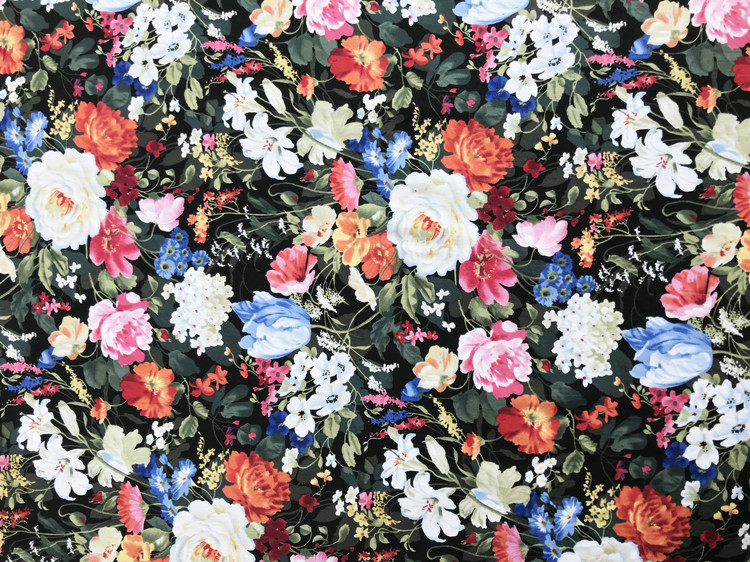 Vintage handmade vải tự làm hoa màu đen đầy trời in vải cotton một nửa giá vải cotton họa tiết