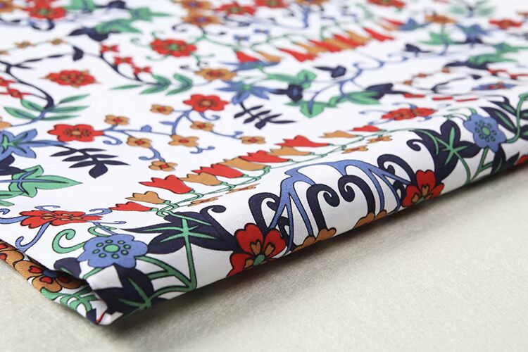 Phong cách retro châu Âu và Mỹ làm bằng tay vải tự làm vải cotton twill satin in chuông hoa một nửa giá vải họa tiết đẹp