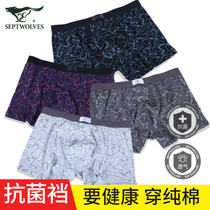 Seven wolves mens underwear Mens pure cotton boxer shorts antibacterial cotton large size breathable shorts loose pants boxer shorts